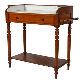 19th-Century Louis Philippe Walnut Wash Stand With Marble Top For Sale