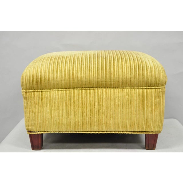 Traditional Vintage Traditional Mahogany Leg Green Upholstered Footstool Ottoman For Sale - Image 3 of 14