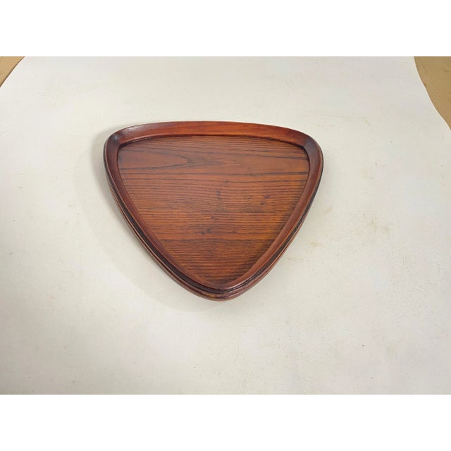 Triangular Brown Platter or Tray in Wood, 1960s For Sale - Image 9 of 10