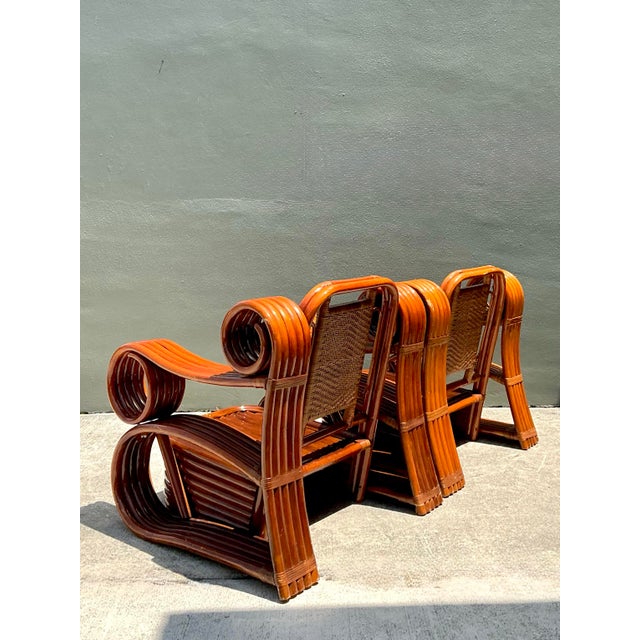 Vintage Italian Sculptural Rattan and Cane Lounge Chairs - A Pair For Sale In West Palm - Image 6 of 18