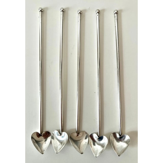 French Sterling Tea Spoons With Heart Shape - Set of 4 For Sale - Image 10 of 11