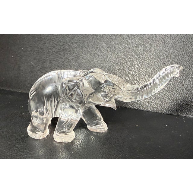 Chinese Antique Hand Carved Chinese Elephant Clear Rock Crystal Stone Sculpture Statue For Sale - Image 3 of 11