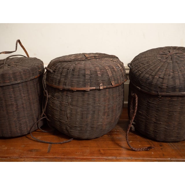 Wood Set of 6, Collection of 19th Century African Baskets - Mali For Sale - Image 7 of 16
