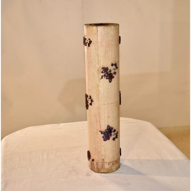 Circa 1900 wallpaper printing roll from France made from pine.