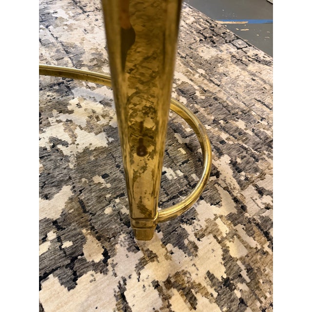 1970s Vintage Hollywood Regency Brass and Kidney-Shaped Glass Writing Desk For Sale - Image 5 of 8