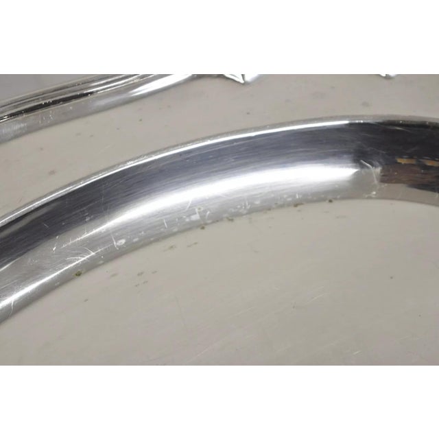 Metal Vintage Wyler Ny English Edwardian Silver Plated Oval Deep Serving Platter Tray For Sale - Image 7 of 11