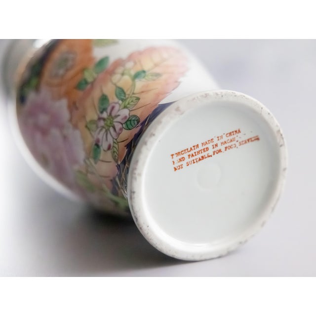 Paint Vintage Chinese Tobacco Leaf Porcelain Vase For Sale - Image 7 of 8