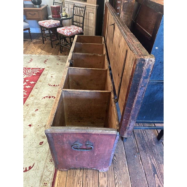 Very Early Hand Painted Italian Large Cassone Trunk With Original Hardware For Sale - Image 11 of 18