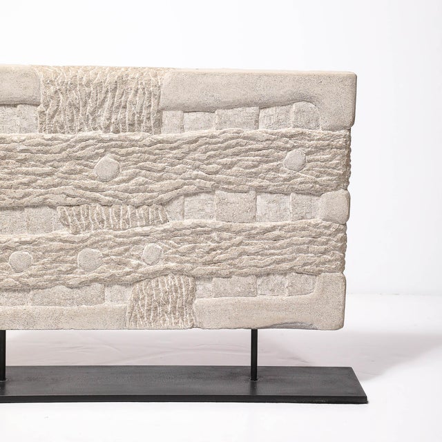 Modernist Limestone Sculpture on Iron Base Entitled "Flood" by Bradford Graves For Sale - Image 9 of 14
