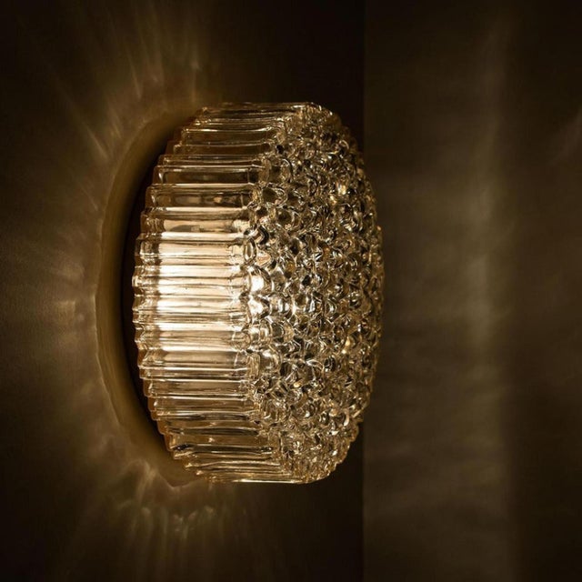 1970s Brass & Amber Glass Wall Lights / Flush Mounts attributed to Motoko Isshi for Staff, 1970, Set of 2 For Sale - Image 5 of 18