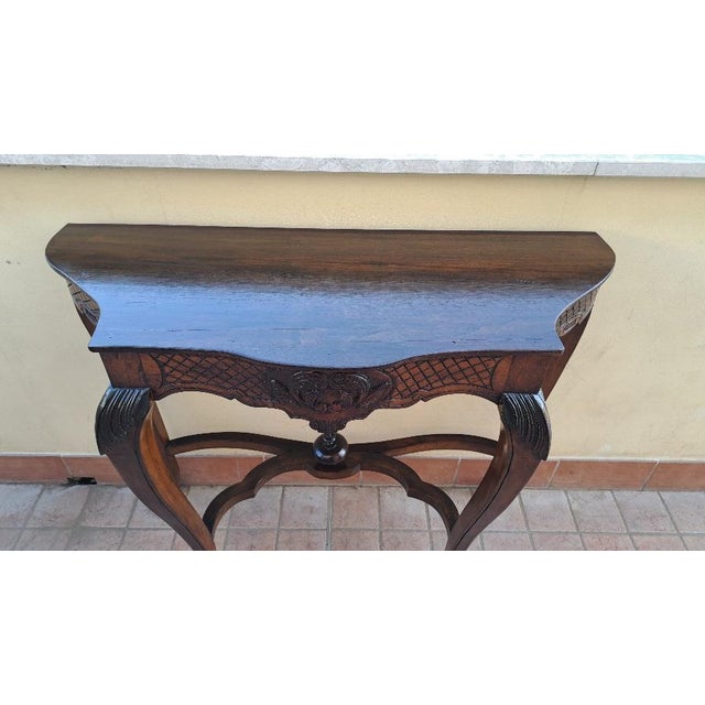 Antique Italian Walnut Console Table, 1890s For Sale - Image 5 of 6