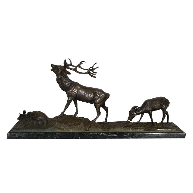 JB. Mêne, Animal Group, Late 1800s, Bronze For Sale