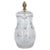 Late 20th century cut crystal tableware / barware covered serving pitcher. The piece features a gilt top brass pinecone...