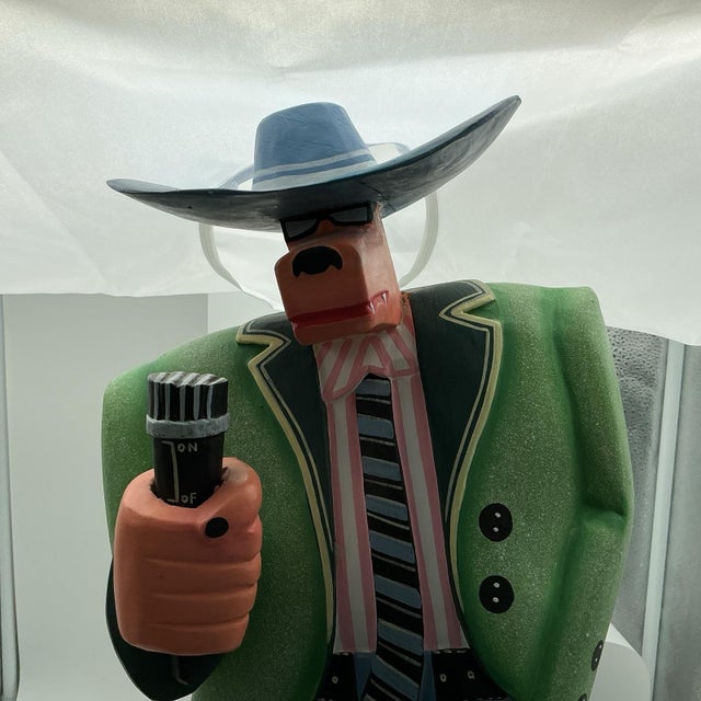 1990s Attributeed to Markus Pierson Coyote Sculpture 22” Painted Resin Cowboy Figurine Mint For Sale - Image 6 of 11