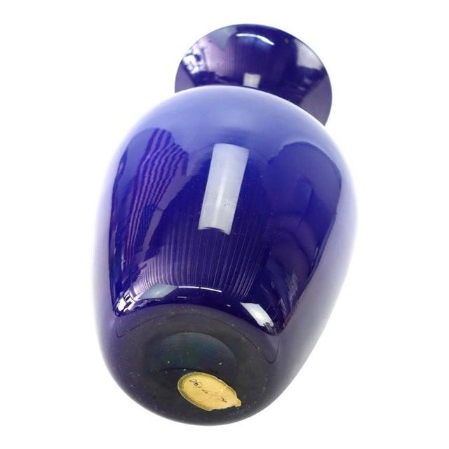 1910s Antique Steuben School Cobalt Blue & Gold Aurene Glass Vase Dated C1910 For Sale - Image 5 of 8