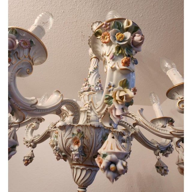 Hand-Shaped Chandelier in Porcelain from Capodimonte, 1960s For Sale - Image 10 of 18