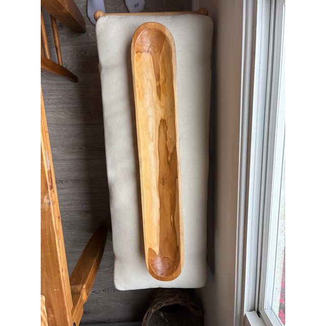 Brown Late 20th Century Hand-Carved Extra Long Wooden Dough Bowl For Sale - Image 8 of 8