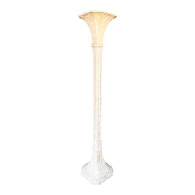 Art Deco Style Faux Stone Plaster Torchiere From 80's For Sale