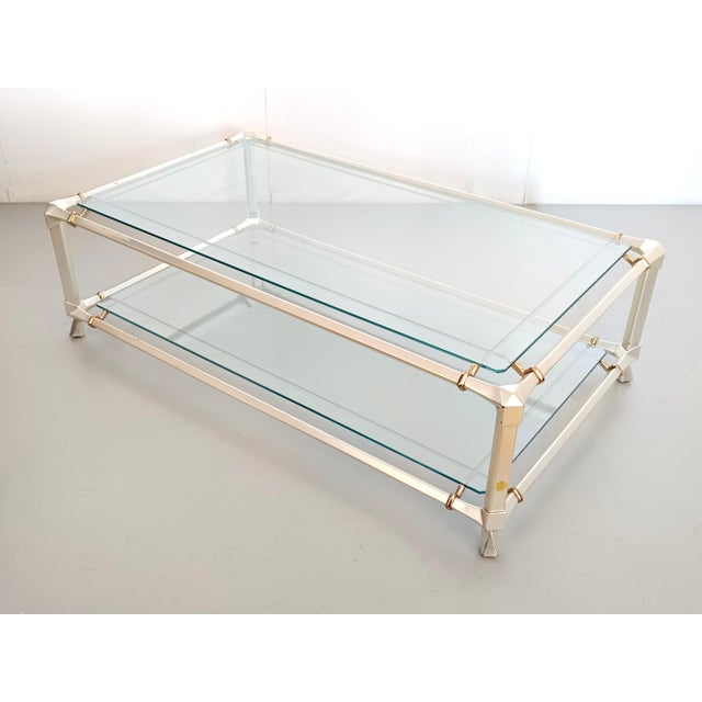Rectangular Engraved Crystal and White Metal Coffee Table with Lower Shelf, 1990s For Sale - Image 14 of 14