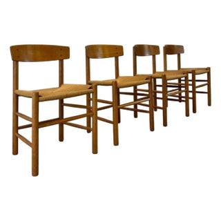 1950s Børge Mogensen for Fredericia Stolefabrik Model J39 Set of 4 Dining Chairs For Sale