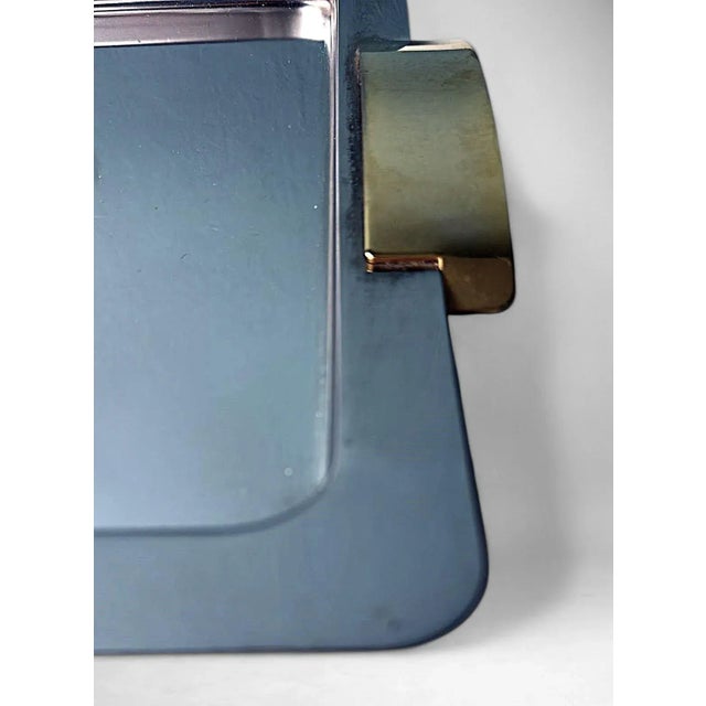 Late 20th Century Giugiaro Design Italian Polished Stainless Steel and Brass Tray For Sale - Image 11 of 18