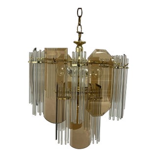 Mid Century Sciolari Glass Rod Chandelier For Sale