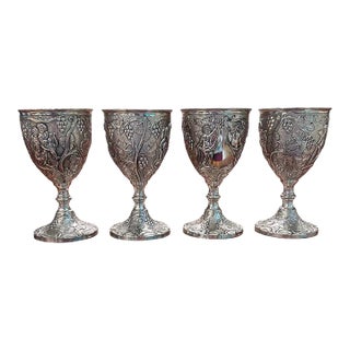 Mid 20th Century Corbell & Co Silver Plated Port Wine Cherubs & Grape Vine Goblets, England- Set of 4 For Sale