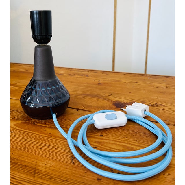 Stoneware table lamp by Søholm Stentøj, model 3323 L, designed by Einar Johansen. The lamp features an unglazed neck and a...