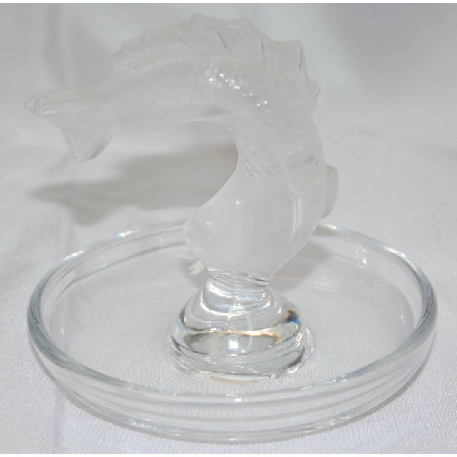 Art Nouveau Lalique Clear and Satin Crystal Glass Koi Fish Ring Dish For Sale - Image 3 of 9