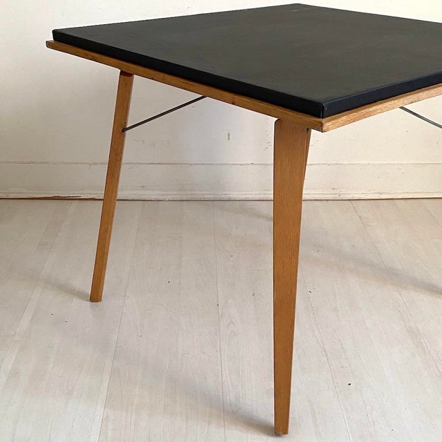 Folding Coffee Table in Plideal Beech and Faux Leather, 1950s For Sale - Image 4 of 11