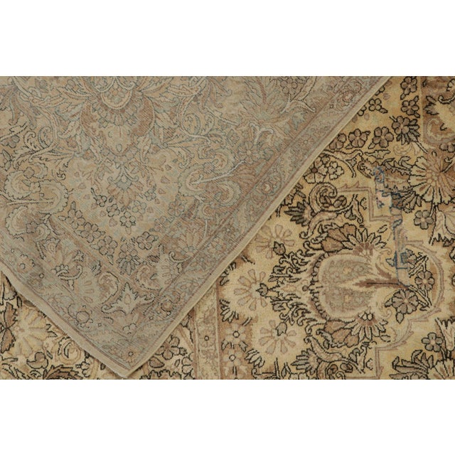 Tan Antique Kerman Persian Rug With Gold and Blue Floral Pattern by Rug & Kilim For Sale - Image 8 of 8