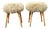Mid-Century Sheepskin and Beechwood Stools, 1950s, Set of 2 For Sale