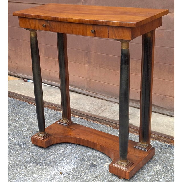 Biedermeier 19th Century Biedermeier Single Drawer Walnut Console Table For Sale - Image 3 of 6