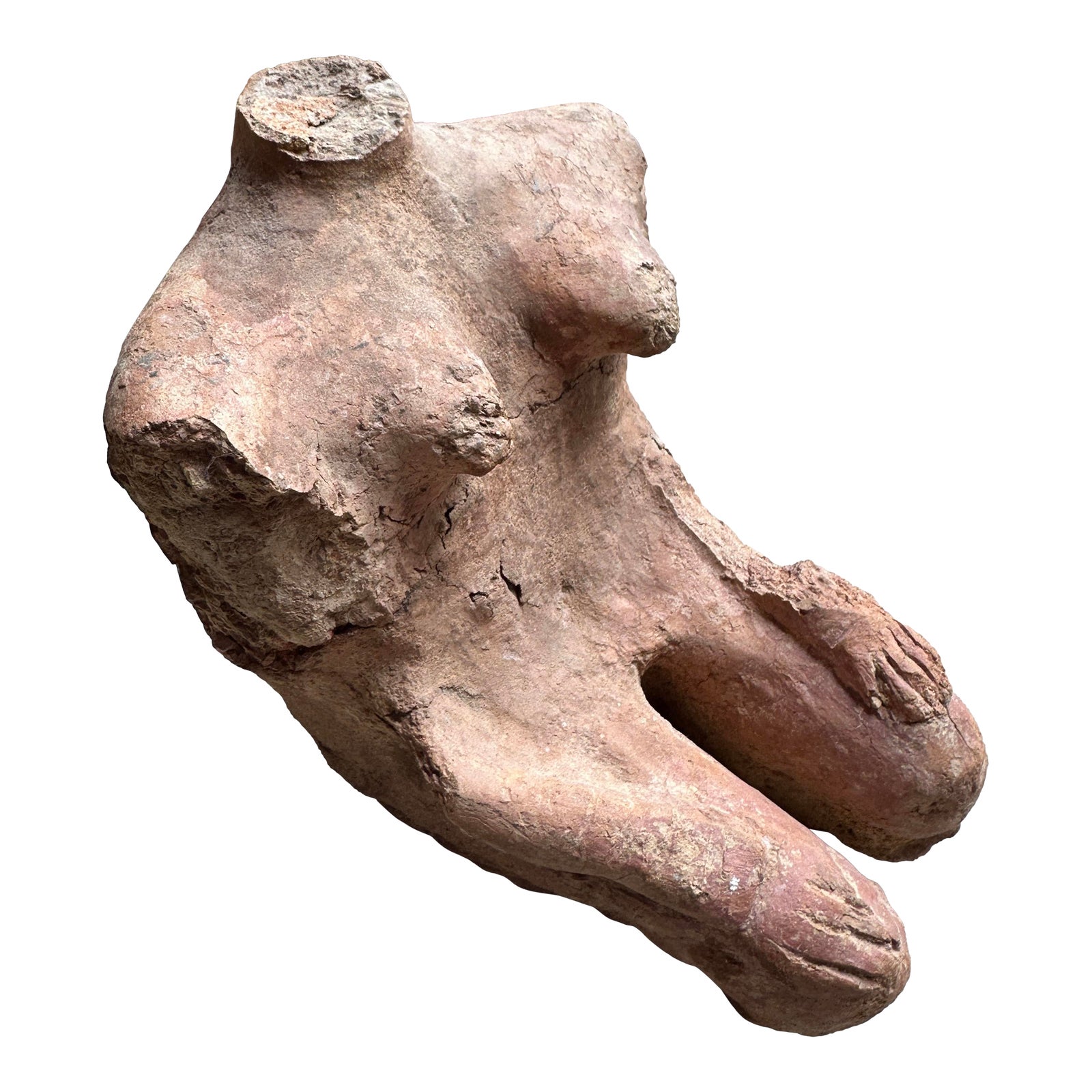 Primitive Pre Colombian Hand-Sculpted Terracotta Torso – Seated Female ...