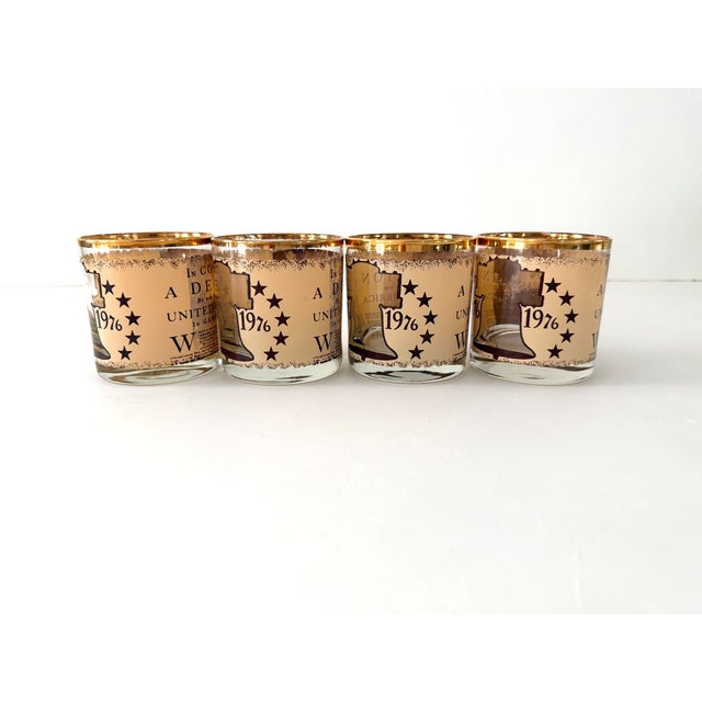 1970s Mid Century Modern Bicentennial Lowball Glasses - 4 pcs For Sale In Houston - Image 6 of 13