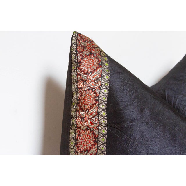 1990s Sable Festive Silk Euro Pillow Cover For Sale - Image 5 of 7