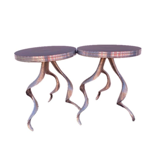 1980s French Guéridon Sculptural Aluminum Side Tables - a Pair For Sale - Image 11 of 11