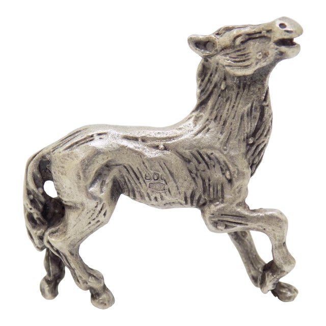Vintage Italian Handmade Genuine Silver Foal Horse Rare Dollhouse Miniature For Sale