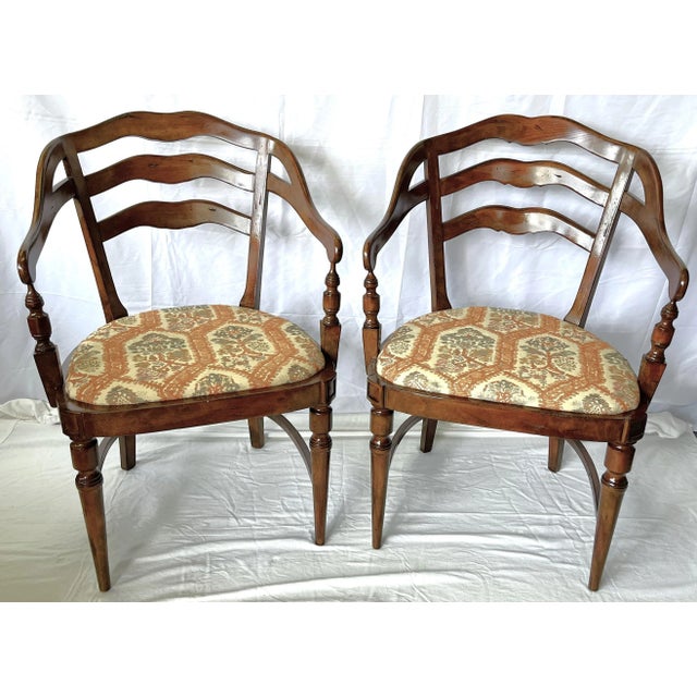 Mid 20th Century Country Ladderback Tub Chairs- a Pair For Sale - Image 13 of 13
