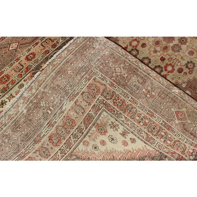 Antique Khotan Medallion Rug in Neutrals With Floral Motifs All-Over 6'4" X11'6" For Sale - Image 9 of 10