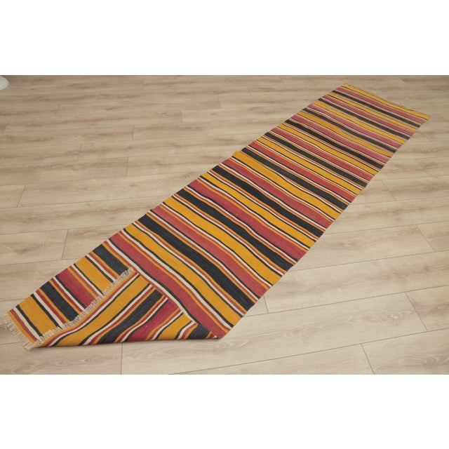 1970s Turkish Orange Striped Runner Rug For Sale - Image 12 of 13