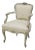 Louis XVI Style Distressed Cream Painted Fauteuil For Sale