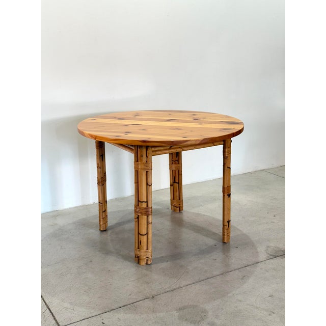 Round Bamboo Table and Chairs, 1970s, Set of 5 For Sale - Image 12 of 17