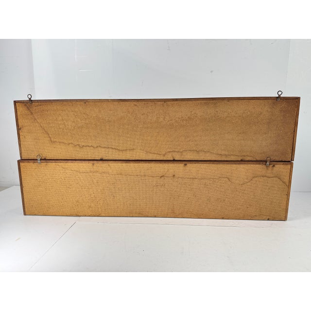 MCM 1950s Cabin Modern Architect Pair of MCM Walnut Wall Shelf Spice Rack in Orange+Blue Background Panels For Sale In San Diego - Image 6 of 7