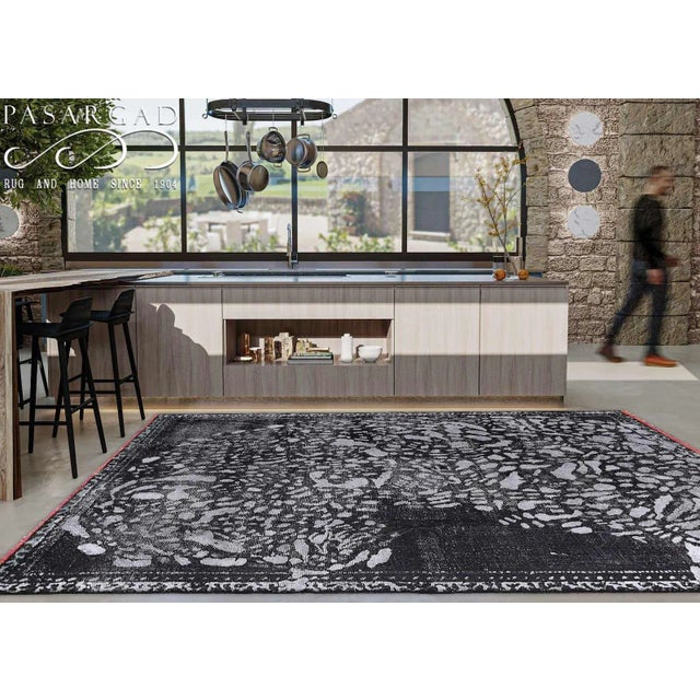 1980s Gray Color Overdye Modern Cheetah Design Rug For Sale - Image 5 of 5