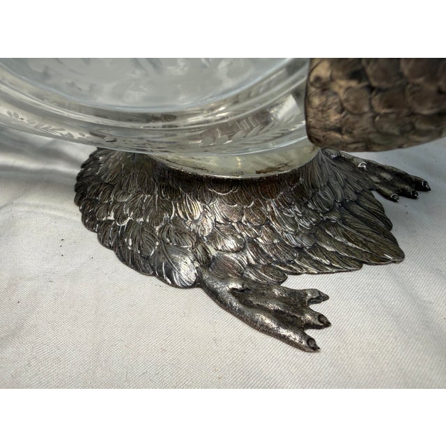 Antique 1800's Georg Roth & Co. Hanau German Sterling Silver Cut Glass Swan Bowl For Sale In New York - Image 6 of 16