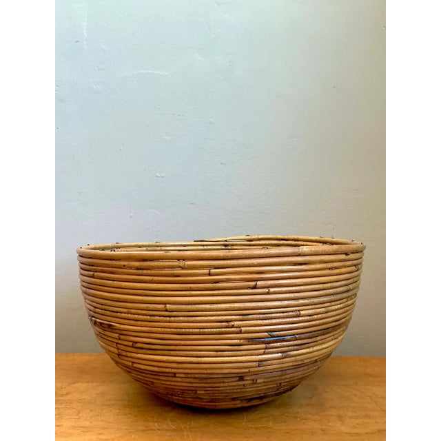 Late 20th Century Vintage Natural Pencil Reed Decorative Bowl For Sale - Image 5 of 12