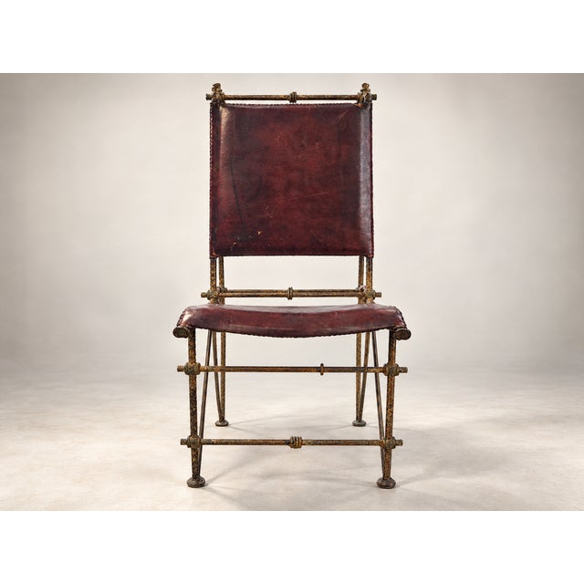 Late 20th Century Vintage Iron & Leather Campaign-Style Chair For Sale - Image 5 of 5