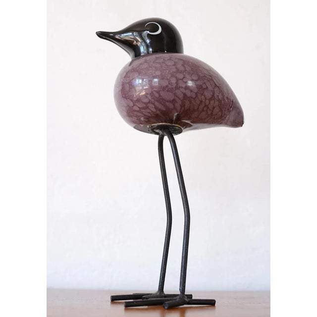 Mid Century Modern Style Hand-Blown Glass Bird Figurine With Metal Legs For Sale - Image 10 of 11