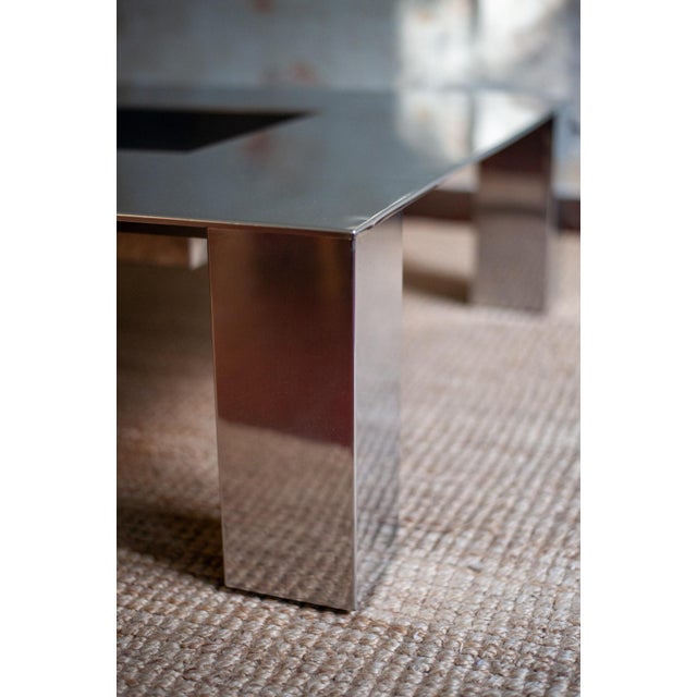Tebe Model Steel Coffee Table by Giovanni Offredi for Saporiti, 1970s, in Good conditions. Designed 1970 to 1979 This...